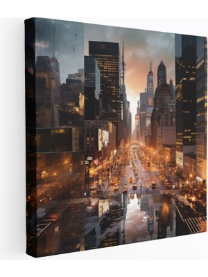 Popcas Şehir Manzaralı Lenticular Fotoğraf Baskı ile Modern Sanat Dekorasyonu Kanvas Tablo