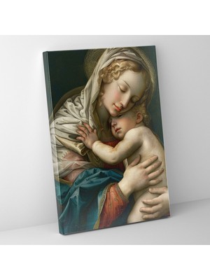 Popcasso Raffaello Sanzio'nun Madonna ve Çocuk Kanvas Duvar Tablosu