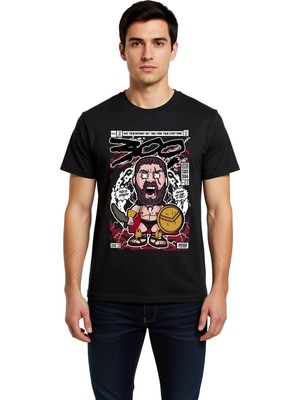 PayBuy Erkek Antik Savaşçı Grafik Baskılı Kısa Kollu Yuvarlak Yaka Pamuk Tişört Retro Tasarım Günlük Rahat