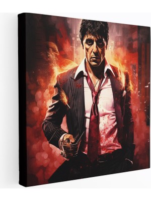 Popcasso Scarface Temalı Sinema Tarihi Kanvas Duvar Tablosu