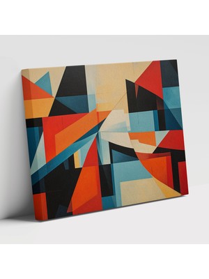 Popcasso Geometrik Abd Haritası Modern Sanat ile Kanvas Tablo