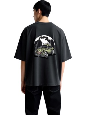 PayBuy Vintage Beetle Araba Diş Dumanı Baskılı Erkek Oversize Tişört
