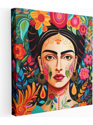 Popcas Frida'nın Mirası Meksika Esintili Portre Kültürel Motifli Dekoratif Kanvas Tablo
