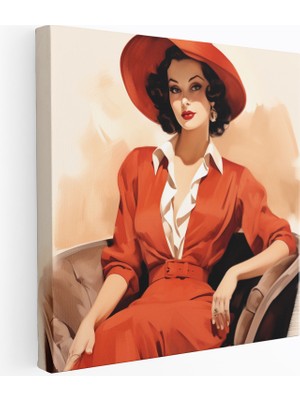 Popcasso Klasik Moda Illüstrasyonu Nostaljik Tasarım Kanvas Duvar Tablosu