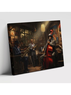 Popcasso Orkestrası Performansı Harlem Sanatı Caz Dekoratif Kanvas Tablo
