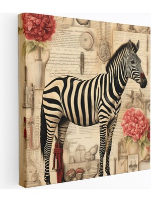 Popcasso Zebra Deseni Antika Zebra Desenli Eski Dünya Lığı ile Tasarlanmış Duvar Tablosu