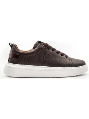Kahverengi 100%HAKIKI Deri Erkek Spor Sneaker Ortopedik Tabanlı VT27