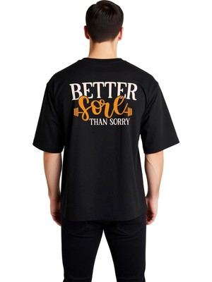 PayBuy Erkek Oversize Fitness Motivasyon Baskılı Tişört Antrenman Mesajı Günlük Rahat Kesim Modern Şık