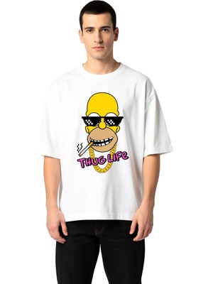 PayBuy Erkek Oversize Grafik Baskılı Tişört Sokak Kültürü Temalı Karikatür Tasarım Rahat Kesim Günlük Şık