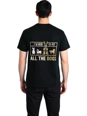 PayBuy Erkek Köpek Severler Için Baskılı Rahat Kesim Tişört Tüm Cins Köpekler Okşama Temalı Günlük Modern