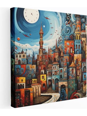 Popcas Canlı Spiral Istanbul Motifli Çağdaş Abstrakt Duvar Sanatı Kanvas Duvar Tablosu