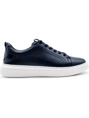 Lacivert 100%HAKIKI Deri Erkek Spor Sneaker Ortopedik Tabanlı VT27