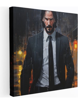 Popcas Karanlık ve Hüzünlü Akrilik John Wick Temalı Kanvas Duvar Tablosu