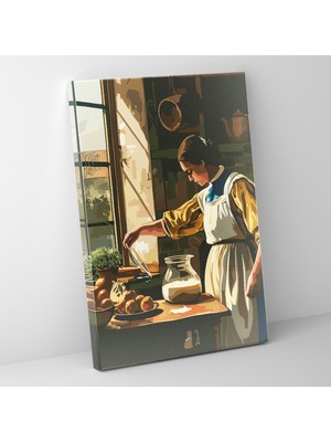 Popcas Sanatı Süt Döken Sütçü Kız Johannes Vermeer Kanvas Duvar Tablosu