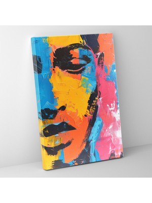 Popcasso Cesur Renklerle Abstrakt Portre Modern Sanat Dekoratif Kanvas Tablo