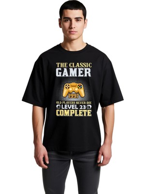 PayBuy Klasik Gamer 1997 Level 23 Nostalji Baskılı Erkek Oversize Tişört
