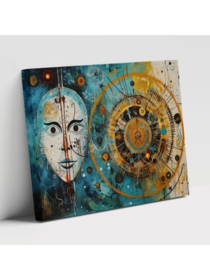 Popcas Modern Sanat Burçlar Abstrakt Fırça Darbeleri ile Yapılan Kanvas Tablo