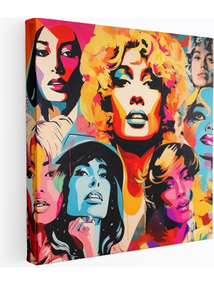 Popcasso Ünlü Yüzler Funky Pop Art Tarzında Tasarım Kanvas Tablo
