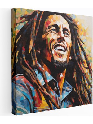 Popcas Müzisyeni Desenli Ikonik Koleksiyon Mozaik Reggae Duvar Tablosu