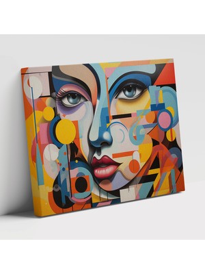Popcas Geometrik Şekiller Mozaikli Duvar Sanatı Graffiti Motifi Kanvas Duvar Tablosu