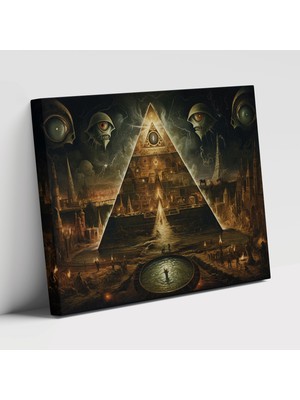 Popcas Gizem Toplumu Temalı Illuminati Etkisi Dekoratif Kanvas Tablo