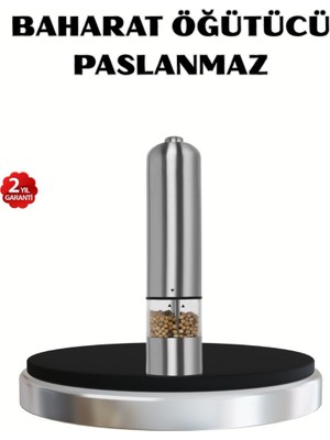 Ankaverse Modern Otomatik Baharat Öğütücü Seti – Pilli Paslanmaz Çelik LED Aydınlatmalı