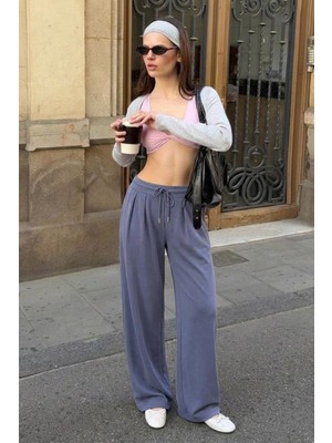 Damga Kadın Trend Yüksek Bel Füme Palazzo Pantolon
