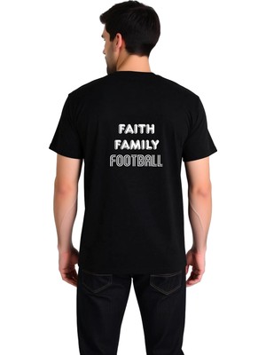 PayBuy Erkek %100 Pamuk Kısa Kollu Yuvarlak Yaka Baskılı Tişört Iman Aile Futbol Temalı Rahat Kesim Günlük
