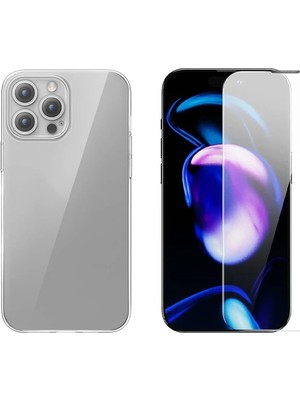 Ankaverse Baseus iPhone 15 Pro Schott Serisi Şeffaf Silikon Kılıf + Tempered Ekran Koruyucu SET-(5775)