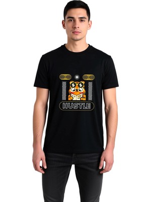 PayBuy Hustle Motivasyon Tiger Stili Baskılı Erkek Tişört