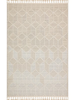 Loft LF03 Geometrik Desenli Bej Modern Salon Halısı Hav Toz Vermez