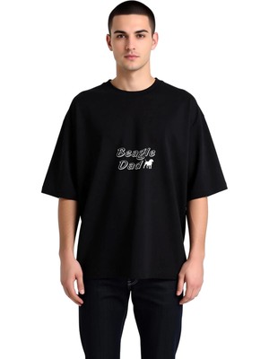 PayBuy Erkek Oversize Tişört Beagle Severi Baba Yazılı Baskı Günlük Rahat Kesim %100 Pamuk Modern Şık Zarif