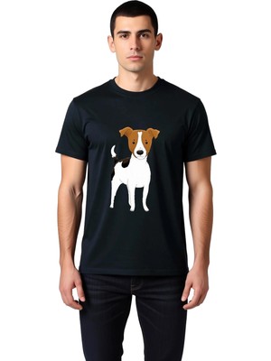 PayBuy Sevimli Köpek Karikatürü Kahverengi Kulak ve  Baskılı Erkek Tişört