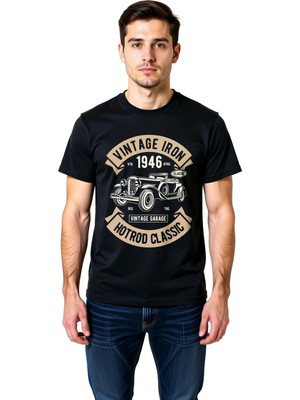 PayBuy Klasik Vintage Araba 1946 Baskılı Erkek Tişört