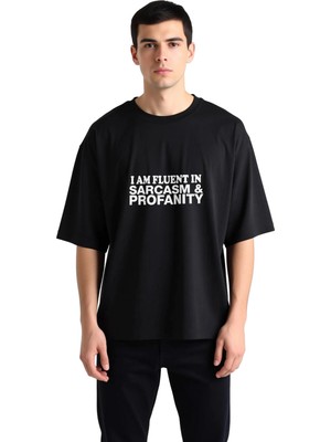 PayBuy Alaycılık ve Espri Dili Baskılı Erkek Oversize Tişört