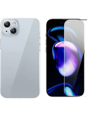Ankaverse Baseus iPhone 15 Schott Serisi Şeffaf Silikon Kılıf + Tempered Ekran Koruyucu SET-(5775)