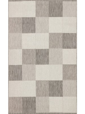 Mona MN01 Geometrik Desenli Gri Modern Salon Halısı Hav Toz Vermez Kaymaz Tabanlı