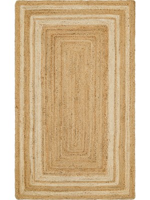 Natura NT10 Xw Çerçeve Desenli Jüt El Dokuma Bej Modern Halı