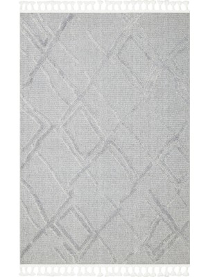 Nora NR03 Etnik Örgü Desenli Gri Modern Iskindinav Salon Halısı Hav Toz Vermez Yumuşak Dokulu