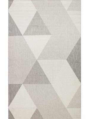 Mona MN03 Geometrik Desenli Gri Modern Salon Halısı Hav Toz Vermez Kaymaz Tabanlı