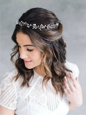 BBA Tulle Store Incili Gelin Tacı,kristal Yan Model Gelin Saç Aksesuarı,gelin Tacı,gelin Tokası,saç Aksesuarı
