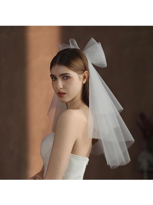 BBA Tulle Store Sert Fiyonk Gelin Duvak Çift Katlı Nikah Duvak Düğün Duvağı,parti Duvak,mezuniyet Duvağı Kırık Beyaz