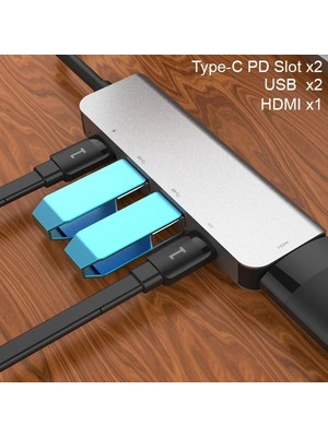 Ankaverse Ally USB (Type-C To 5in1  Hdtv 2xusb+2x Pd) Hub Adaptör ÇOKLAYICI-(5775)