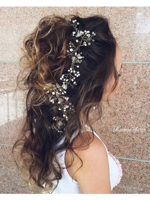 Tulle Store Gelin Tacı,düğün Nikah Tacı Saç Aksesuarı Gümüş,gelin Saç Akseusraı,gelin Tokası Gelin Başı Tacı ,