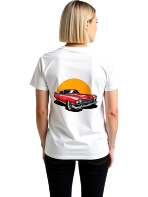 PayBuy Klasik Araç Krom Detaylı Retro Tasarım Baskılı Kadın Tişört