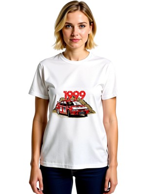 PayBuy Kadın Ralli Şampiyonu Retro Motorsport Baskılı Kısa Kollu Tişört Günlük Rahat Modern Şık Konforlu