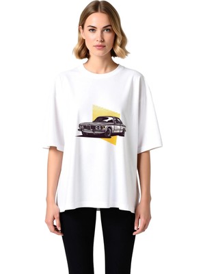 PayBuy Klasik Coupe Krom Şemsiye Retro Tasarım Baskılı Kadın Oversize Tişört