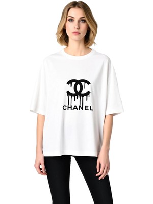 PayBuy Kadın Oversize Grafik Baskılı Kısa Kollu Tişört %100 Pamuk Rahat Kesim Günlük Moda Modern Şık Zarif