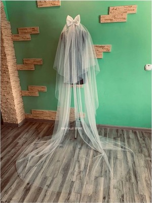 Tulle Store Duvak 2mt Uzun Düz Duvak,gelin Duvağı,gelinlik Aksesuarı Nikah ,düz Gelin Duvak Tokalı