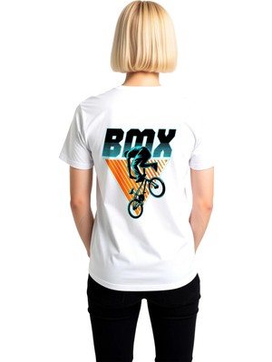PayBuy Kadın Retro Bmx Bisiklet Grafik Baskılı Kısa Kollu Tişört Konforlu Kesim Günlük Rahat Modern Şık